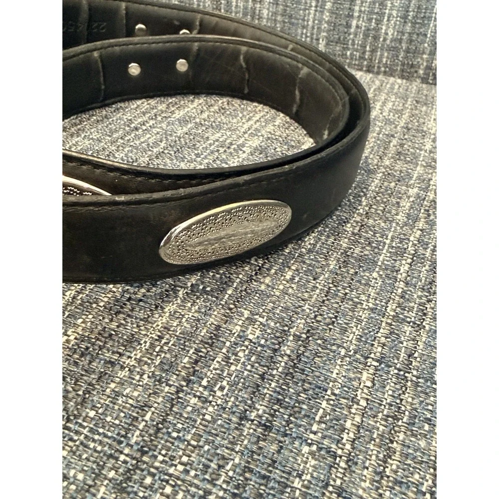 Leather Belt‎ Top Grain Leather Black Silver Buckle. 42